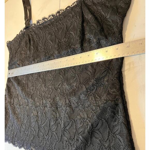 Black‎ Lace Cami Tank Top Women’s Size XL Lined Adjustable Spaghetti Straps - Picture 7 of 9